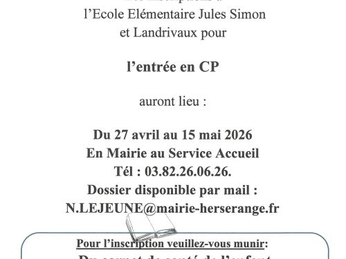 INSCRIPTIONS CP – ECOLES PRIMAIRES