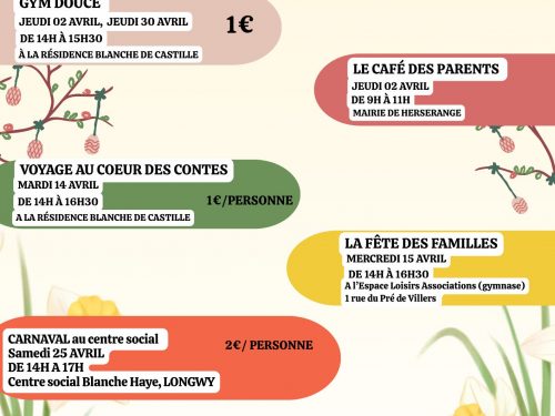 Activités de l&rsquo;Espace de Vie sociale – Programme d&rsquo;Avril