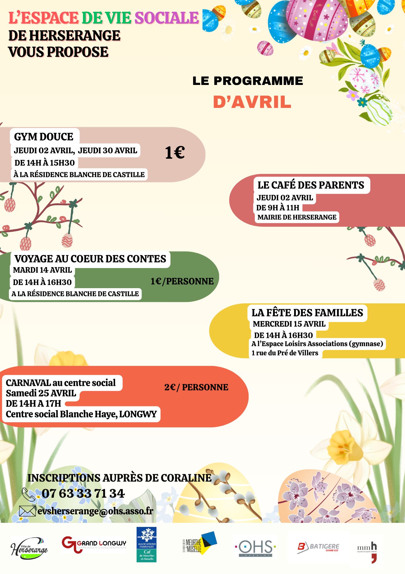Lire la suite à propos de l’article Activités de l&rsquo;Espace de Vie sociale – Programme d&rsquo;Avril