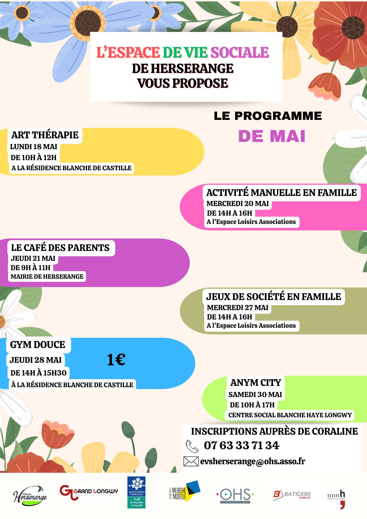 Lire la suite à propos de l’article ESPACE DE VIE SOCIALE – Programme des activités de Mai